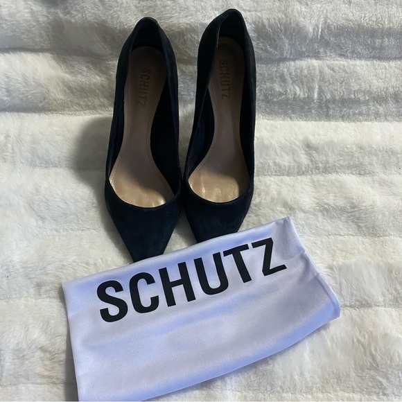 New SCHUTZ Women's Lou Black Suede Pointed Toe High Heel Pumps - Size 8B - Picture 14 of 16